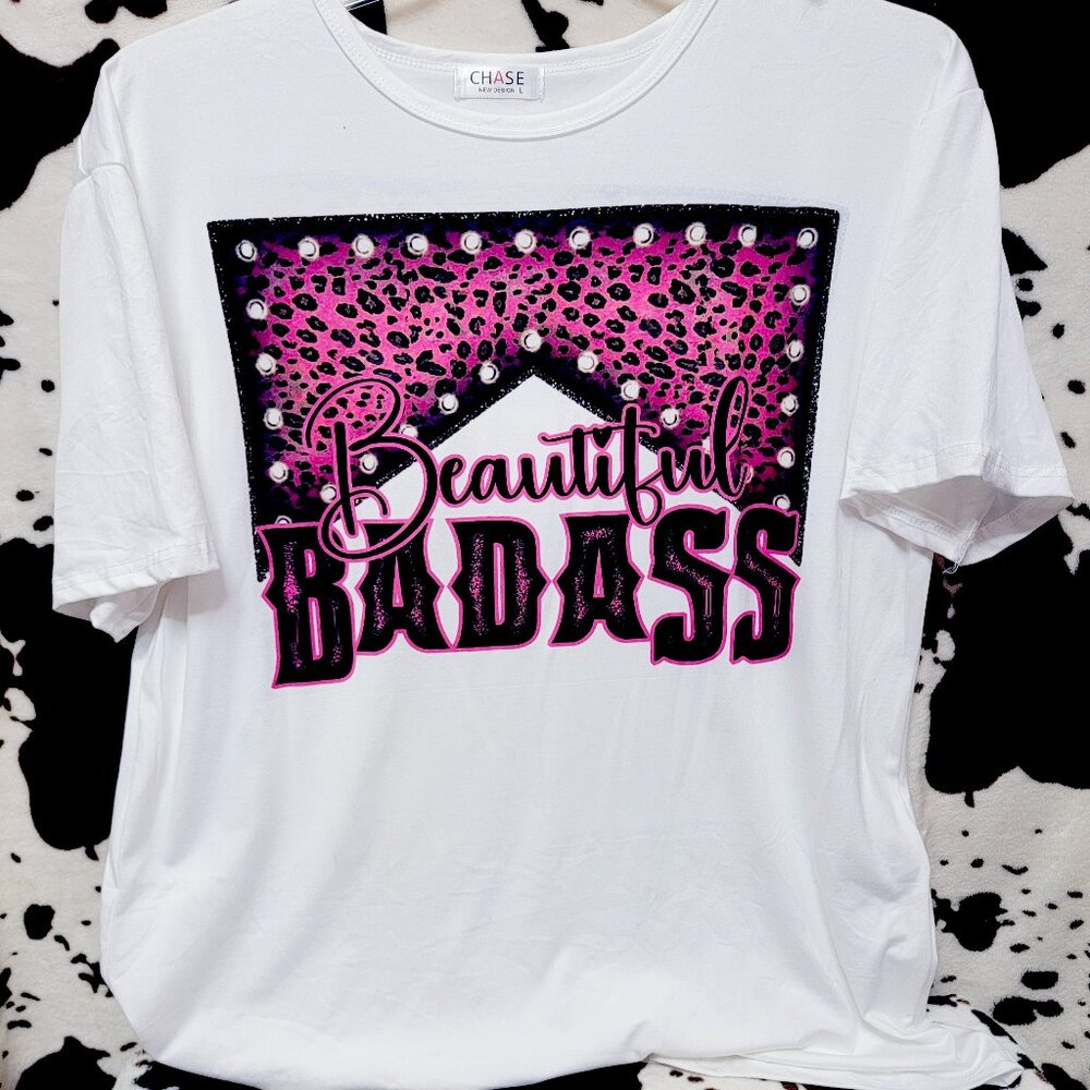 5 Pack Beautiful Bada** Western Custom White Short Sleeve Graphic Tee
